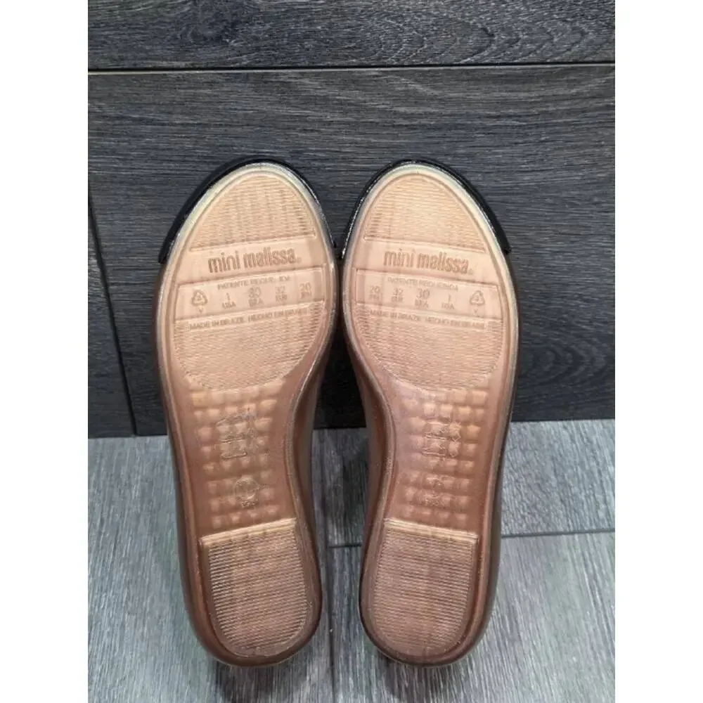 Mini Mellissa Girl’s Sweet Love Cap Toe Ballerina Flat Sz 1 Beige S000107